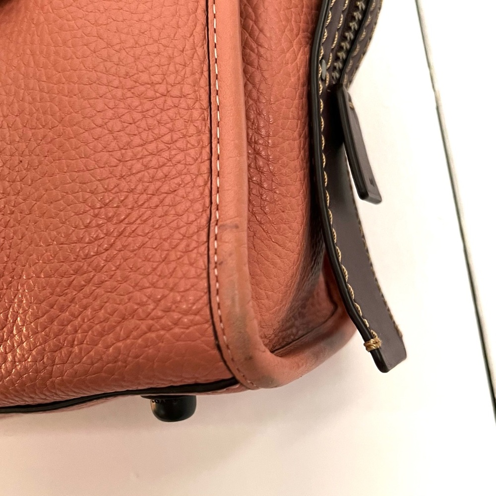 Coach Rogue 30 Melon Pink Coral Glovetanned Pebbled Leather Large Tote Bag - Picture 8 of 10